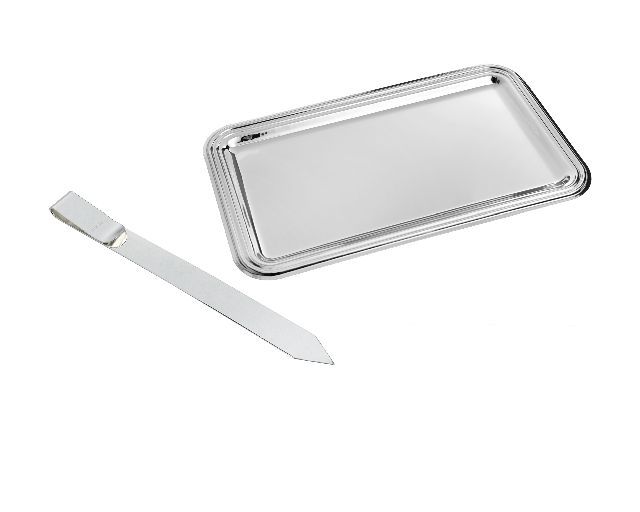 Letter tray and paper knife trilaminated silver