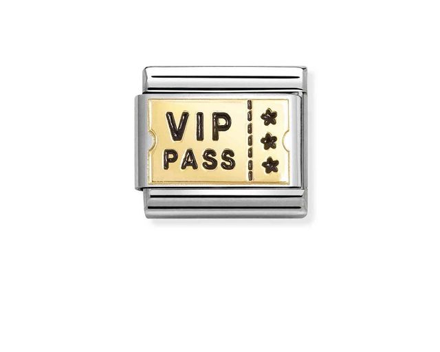 Vip pass composable acciaio oro e smalto