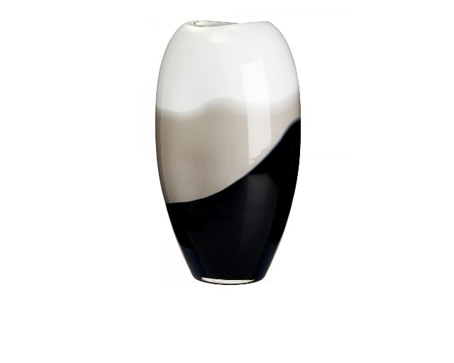 Vaso ellisse vetro di murano latte nero grigio