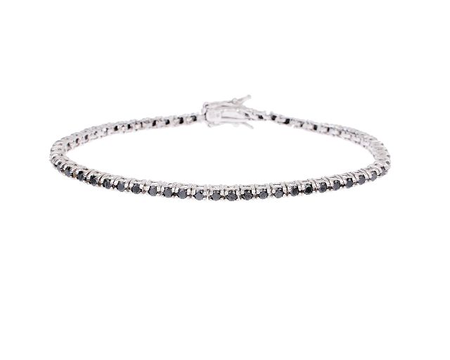 Bracciale tennis argento 4 griffe con zirconi neri