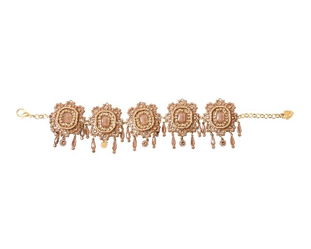 Bracelet gold-plated brass with champagne rhinestones