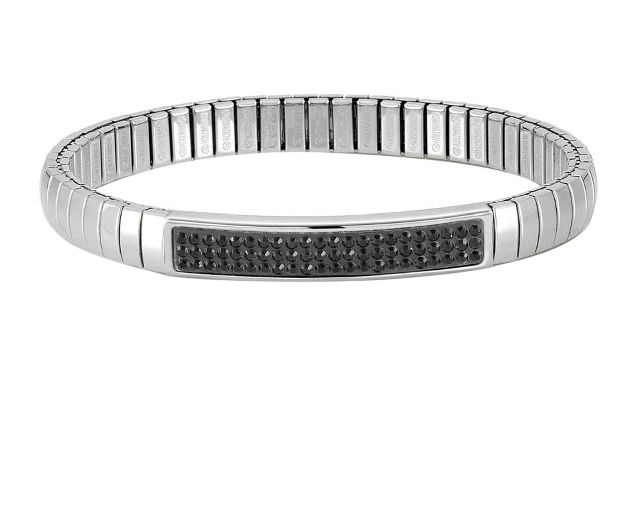 Bracciale elastico xte acciaio con zircone nero