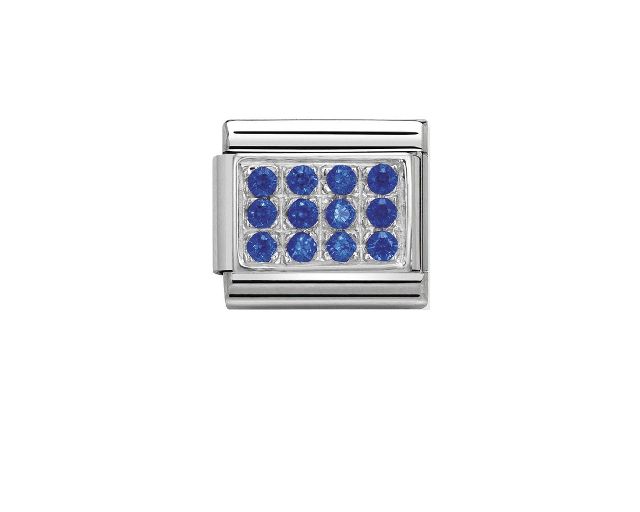 Blue composable steel silver and cubic zirconia pavè