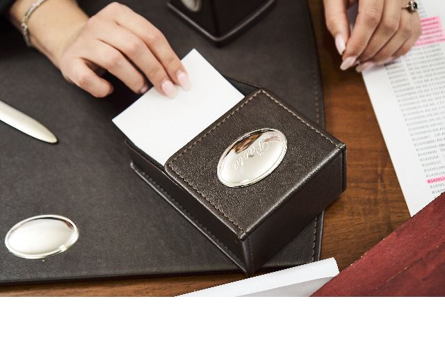 Office Set Bilaminated Silver 5 Pieces Dark Brown Selezione Zanolli