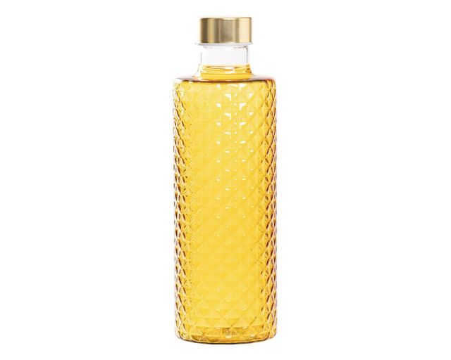 Bottiglia isolano giallo oro con tappo argento/oro