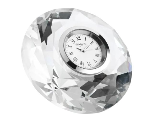 Orologio da tavolo cristallo con quadrante bianco