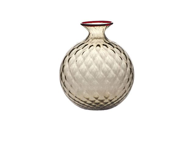 Vaso monofiore balloton vetro di murano talpa con filo rosso