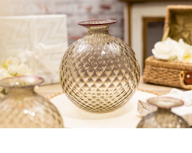 Vaso Monofiore Balloton Vetro Di Murano Talpa Con Filo Rosso Venini 154296 93110014tprv