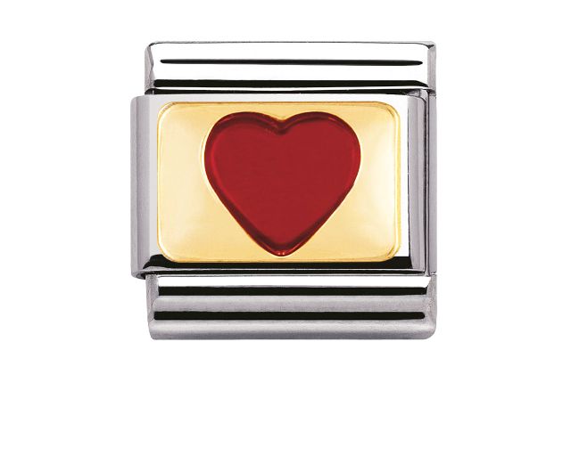 Red heart composable steel gold and enamel
