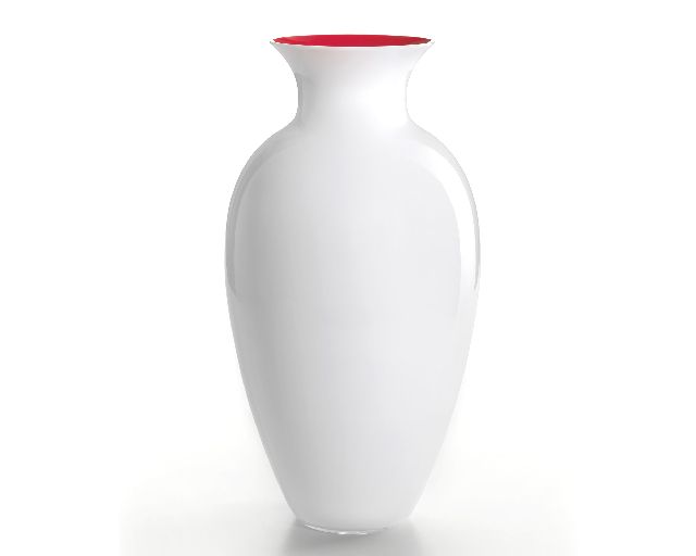 Vaso antares vetro di murano grande latte/rosso