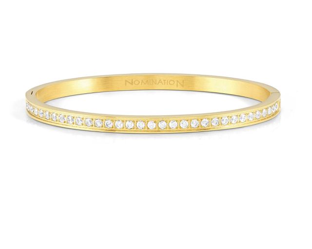 Bracelet pretty bangles steel gold with white zircons