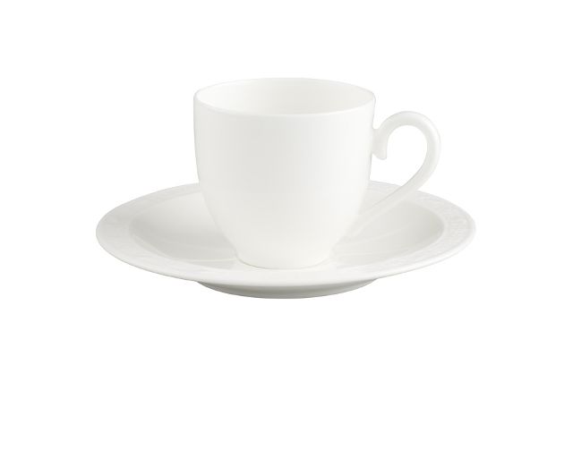 Espresso cup white pearl porcelain with saucer