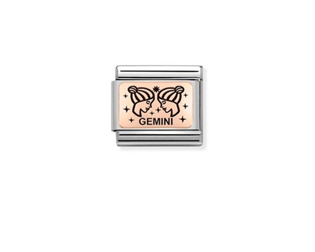 Gemelli composable acciaio oro rosa 375 e smalto nero