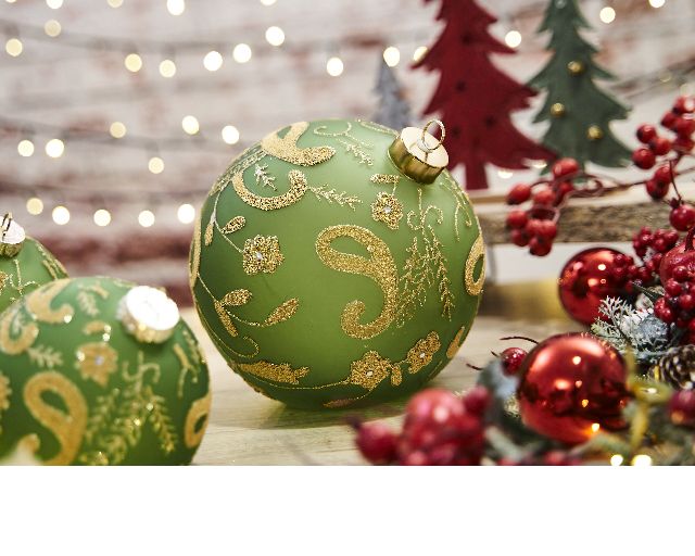Idea regalo natale lume sfera obliqua grande verde con luce led