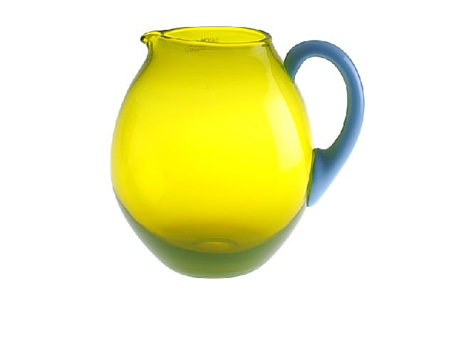 Jug dandy murano glass acid green and light blue