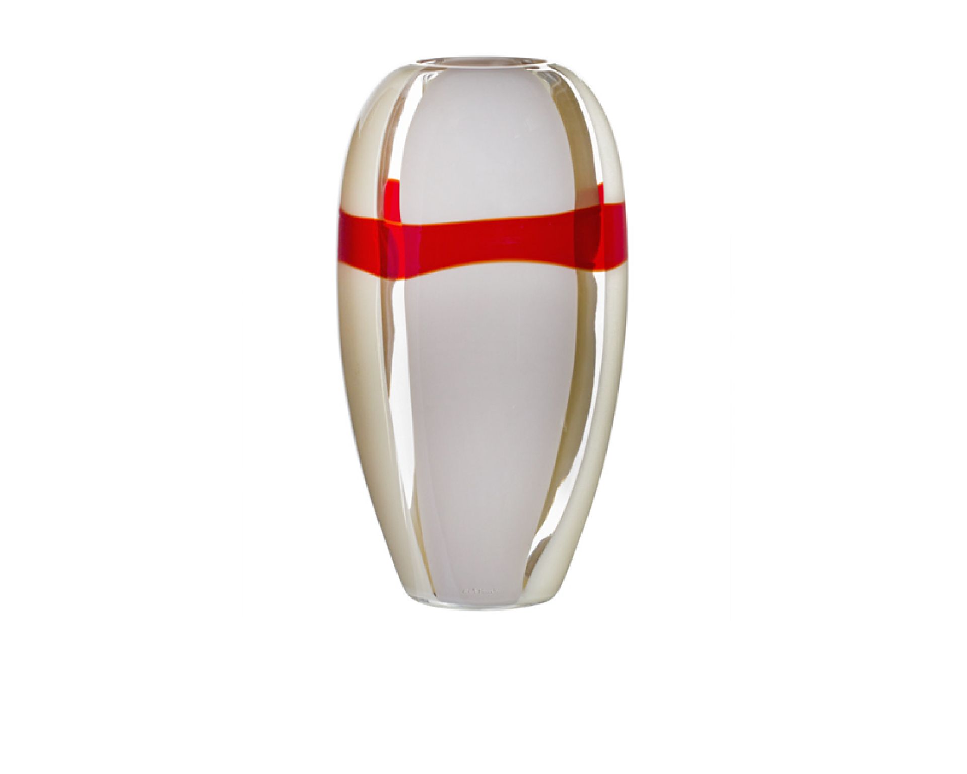 Vase Ogiva Murano Glass Ivory Grey And Red Carlo Moretti 40259 6777780rcn