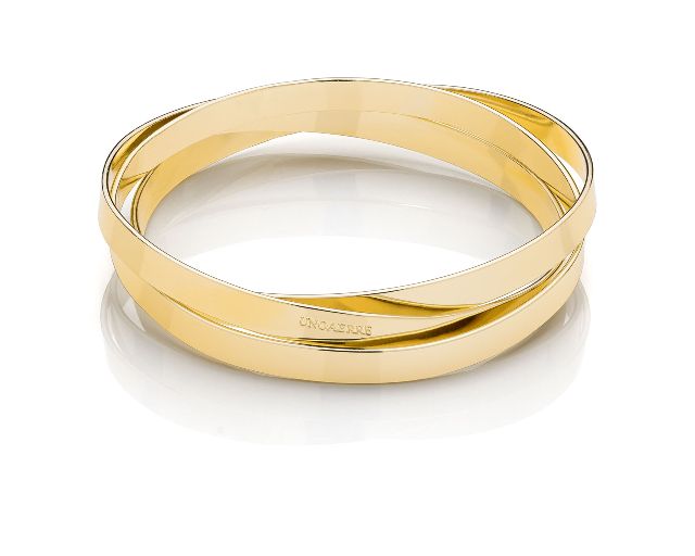 Bracciale rigido lux a tre fasce in bronzo dorato