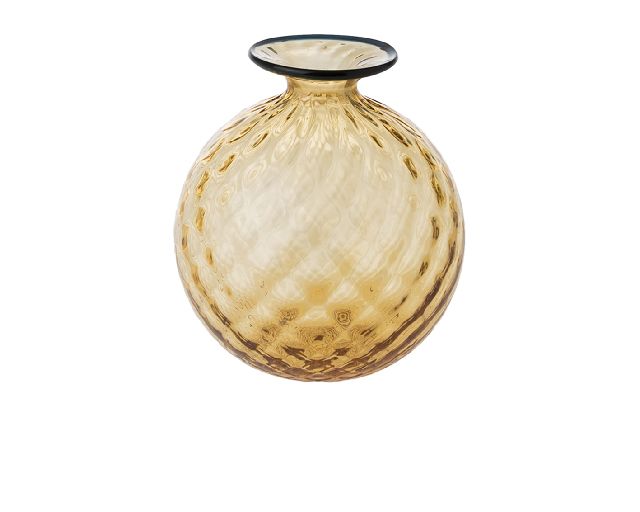 Vaso monofiore balloton vetro di murano ambra con filo orizzonte