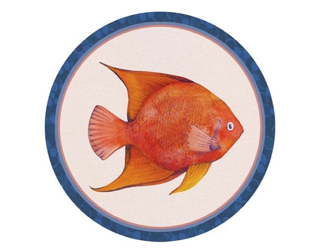 Round rigid tablemat queen angelfish ivory