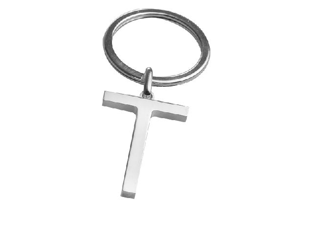 Keychain silver t letter