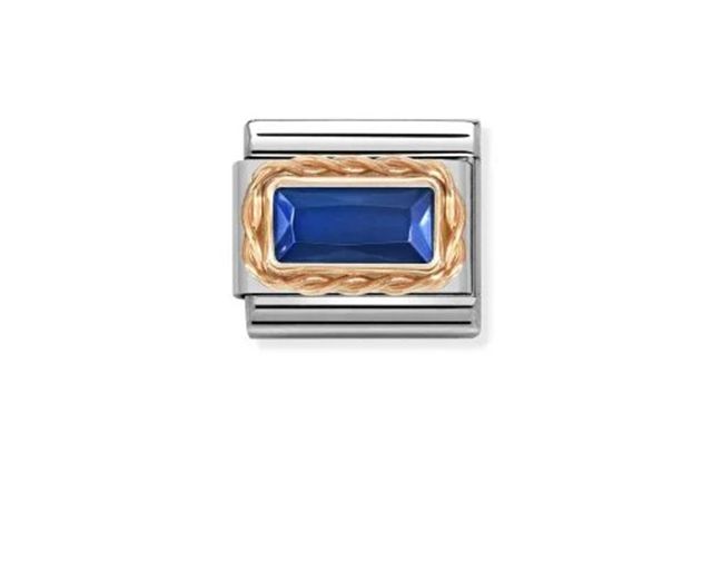 Pietra blu composable acciaio e oro rosa