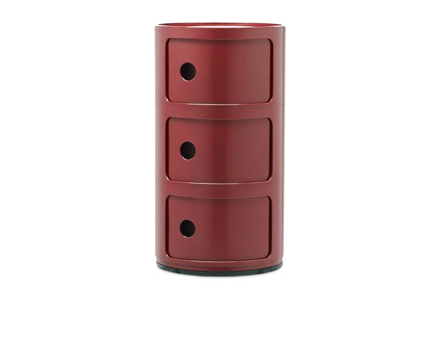 Cassettiera componibile a tre elementi colore bordeaux