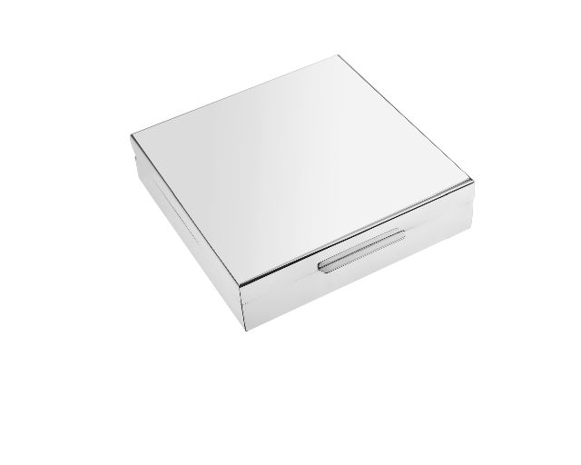 Scatola argento lucida con interno in legno