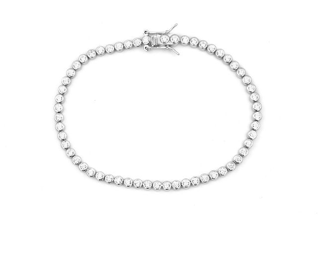Tennis bracelet silver with white zircons