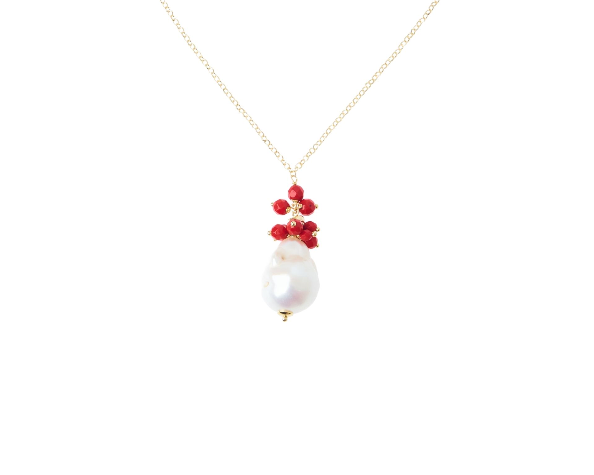 Collana Argento Dorato Con Perla Barocca E Resina Corallo Selezione Zanolli 183694 726cl2872z