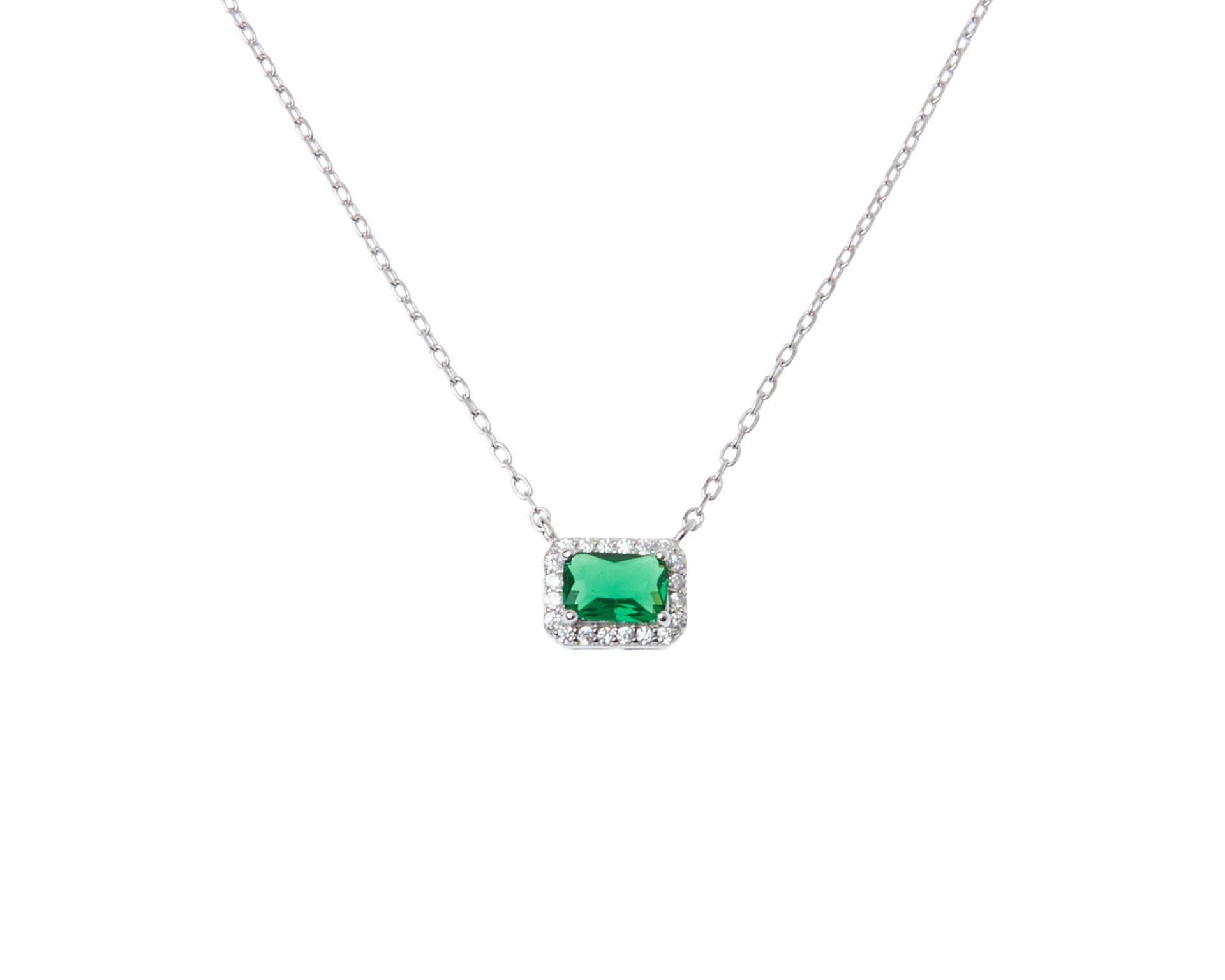 Collana Luce Argento Con Cubic Zirconia E Zircone Smeraldo Sovrani 174372 814j7151