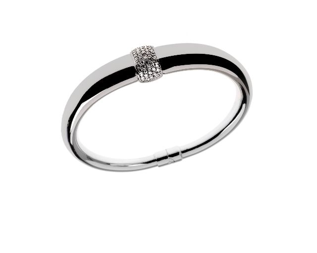 Bracciale rigido argento con anello di zirconi bianchi