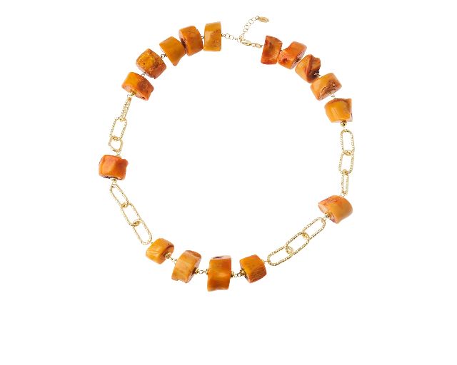 Necklace Silver With Orange Bamboo Selezione Zanolli 183744 726cl2941a
