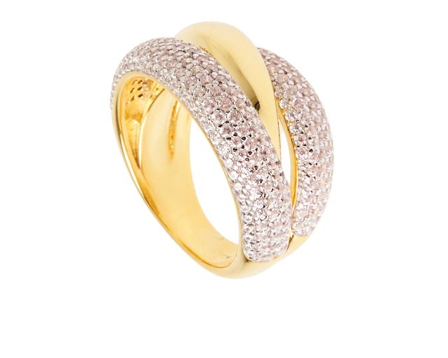 Ring silver golden finish with zircons