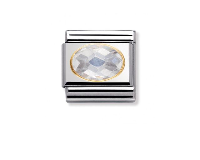 Zircone bianco composable acciaio e oro