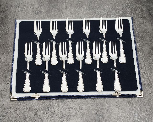 Set forchette torta/dolce argento 240 grammi 12 pezzi in stile inglese usato ricondizionato