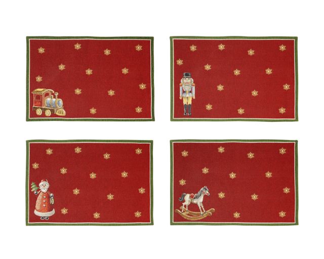 Idea regalo natale posto tavola gobelin toy's delight anniversary 4 pezzi