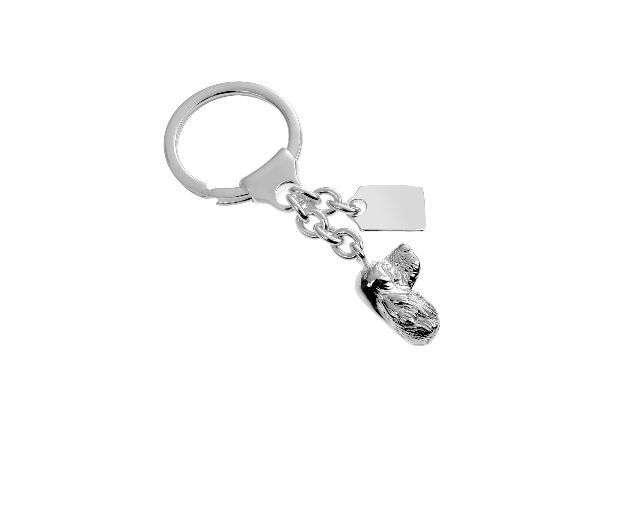 Portachiavi cane argento con piastrina