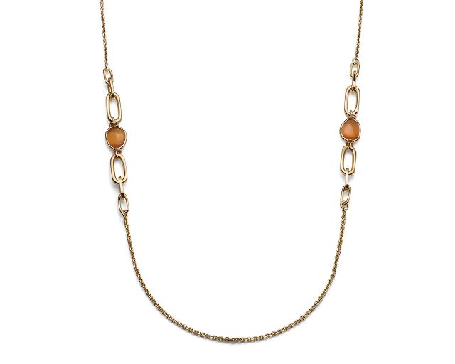 Collana classica in bronzo dorato con occhio di gatto arancio