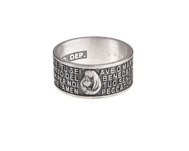 Ring silver with ave maria prayer