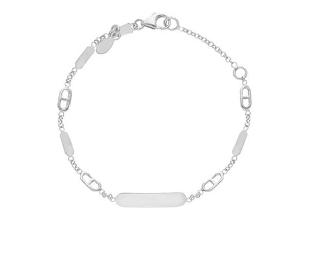 Bracciale bimbo oro 750‰ bianco con piastrina