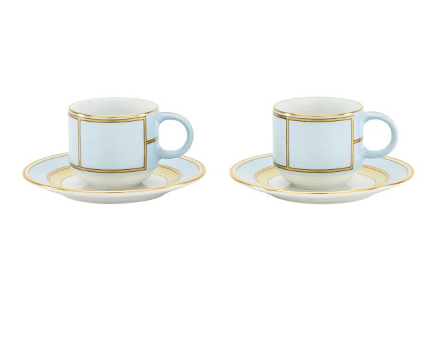 Coffee cup set diva porcelain blue with saucer