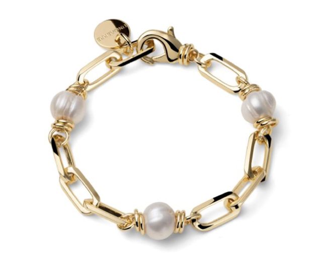 Bracciale classica in bronzo dorato con perla di fiume
