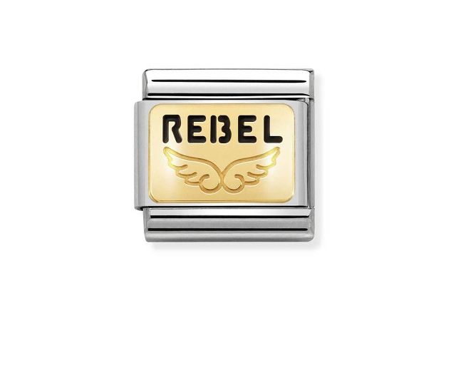 Rebel angelo ribelle composable acciaio oro e smalto