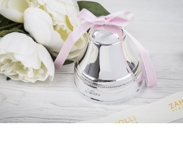 Bell Music Box Silver With Pink White Or Light Blue Bow Selezione Zanolli