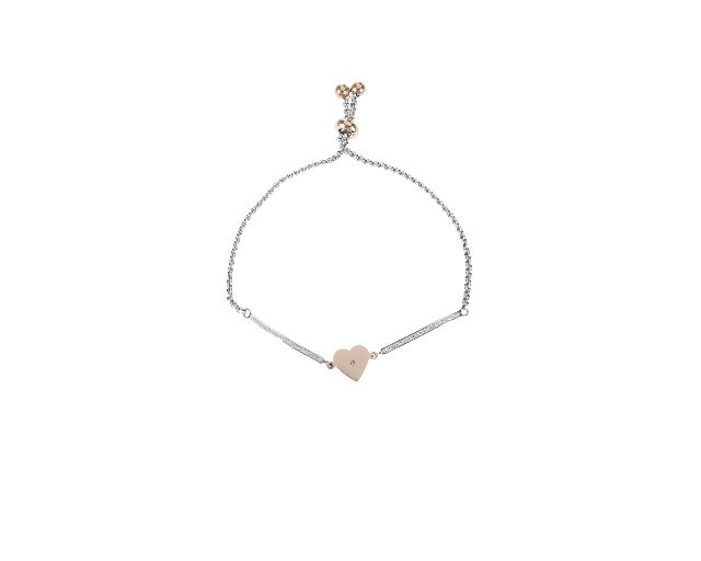 Bracelet milleluci steel with central heart and zircons