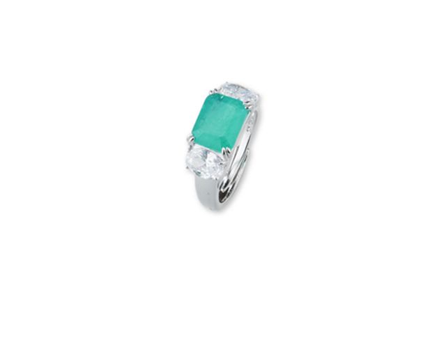 Anello luce argento con cubic zirconia e pietra fusion stone verde smeraldo