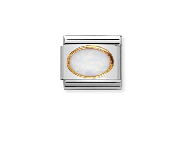 Opale bianco composable acciaio e oro