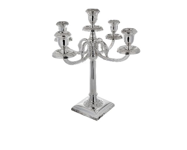 Candelabro Impero Argento A Cinque Fiamme Selezione Zanolli