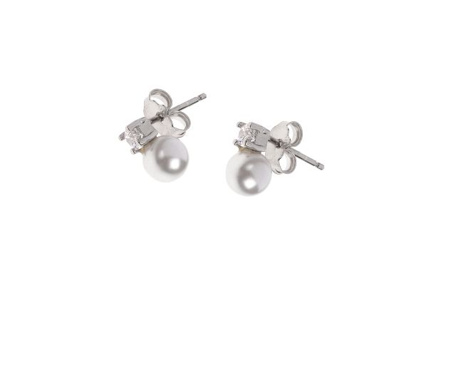 Earrings silver and white pearl