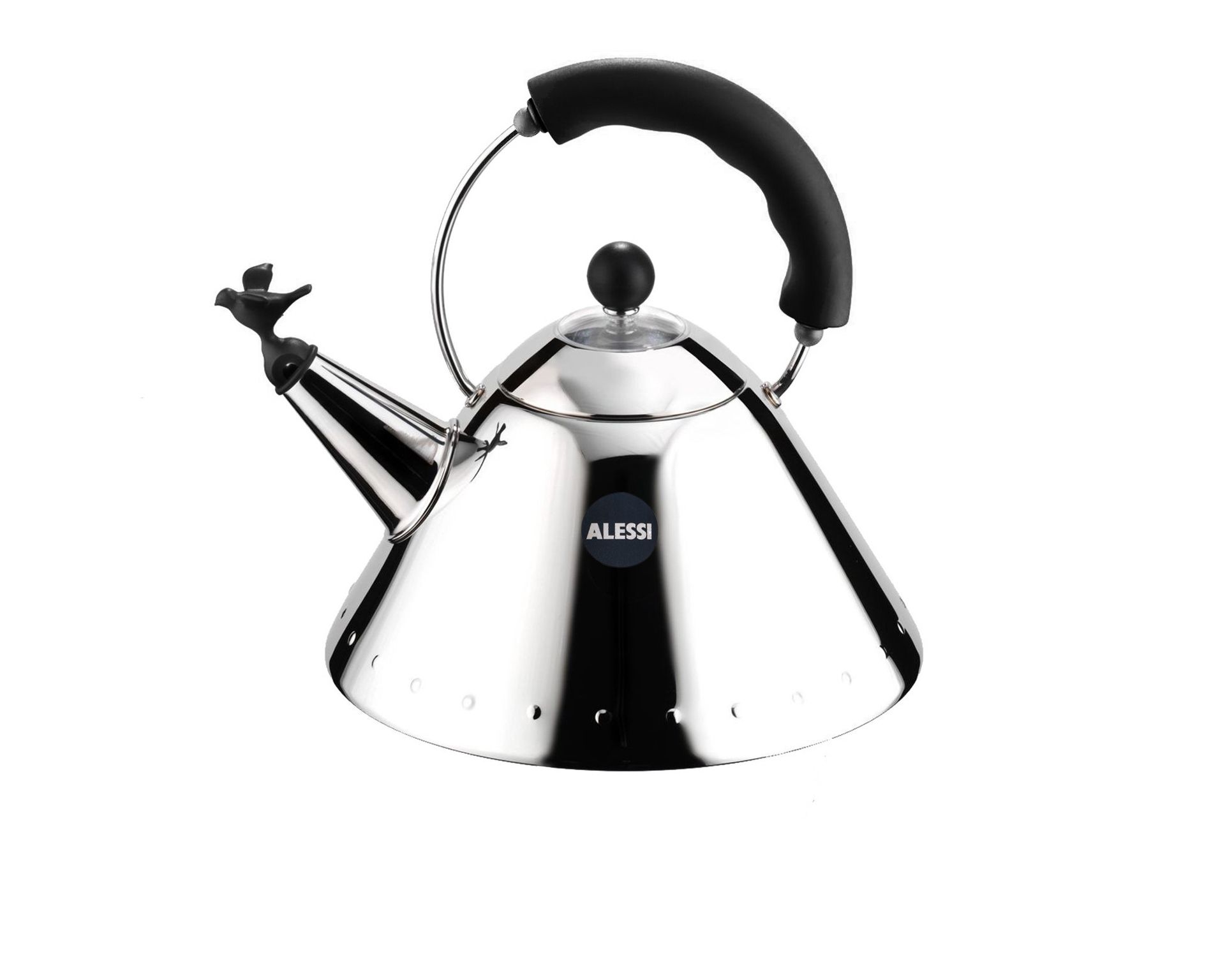Kettle 9093 Steel With Black Handle Alessi 128969 9029093b